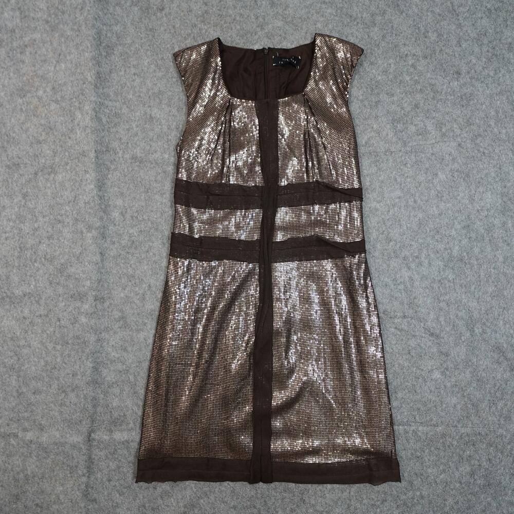 Robert Rodriguez Dress Womens XS? Sequin Mini Sleeveless Shift Brown